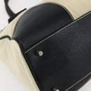 PRADA Tote Bag Nylon Leather Beige Black Silver Auth ti3428-15