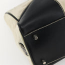 PRADA Tote Bag Nylon Leather Beige Black Silver Auth ti3428-17