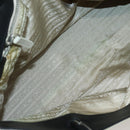 PRADA Tote Bag Nylon Leather Beige Black Silver Auth ti3428-11