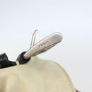 PRADA Tote Bag Nylon Leather Beige Black Silver Auth ti3428-8