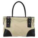 PRADA Tote Bag Nylon Leather Beige Black Silver Auth ti3428-13