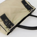 PRADA Tote Bag Nylon Leather Beige Black Silver Auth ti3428-6