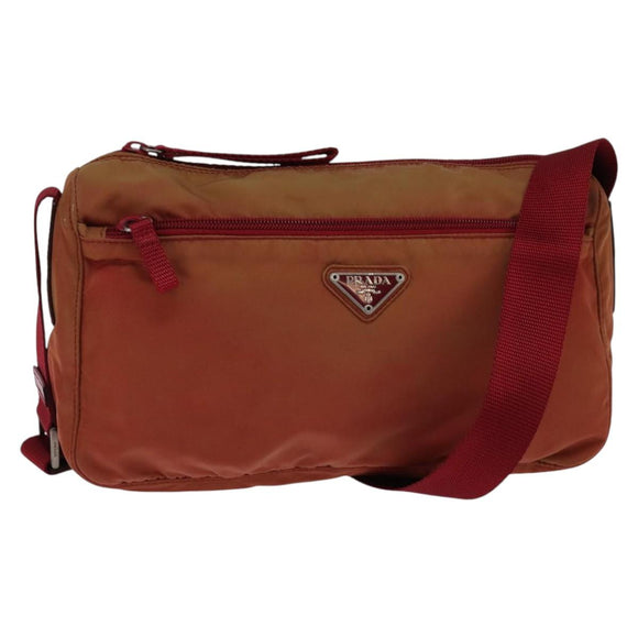 PRADA Shoulder Bag Nylon Red Silver Auth ti3429