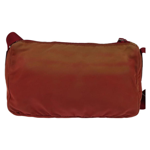 PRADA Shoulder Bag Nylon Red Silver Auth ti3429