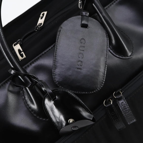 GUCCI Boston Bag Nylon Leather Black Silver 012 1553 0269 Auth ti3430