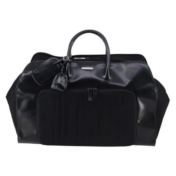 GUCCI Boston Bag Nylon Leather Black Silver 012 1553 0269 Auth ti3430