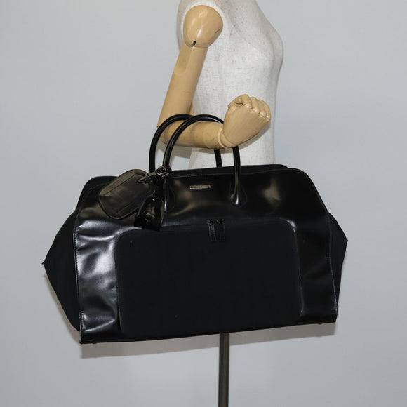 GUCCI Boston Bag Nylon Leather Black Silver 012 1553 0269 Auth ti3430