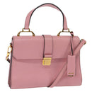 Miu Miu Madras Hand Bag Leather 2way Pink Gold Auth ti3432-1