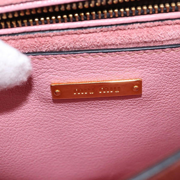 Miu Miu Madras Hand Bag Leather 2way Pink Gold Auth ti3432