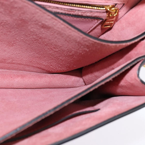 Miu Miu Madras Hand Bag Leather 2way Pink Gold Auth ti3432