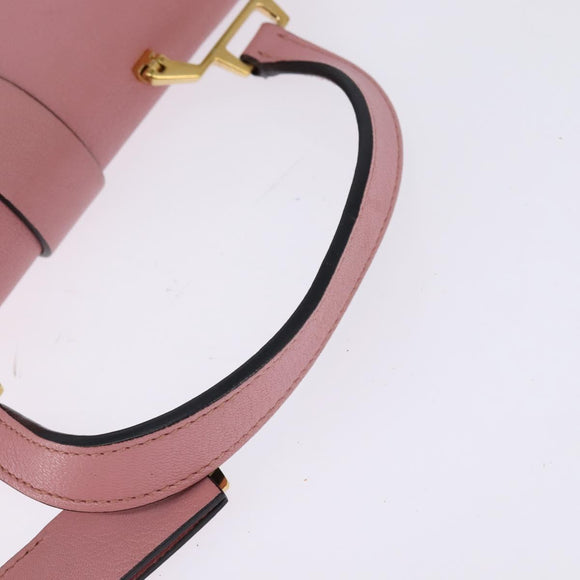 Miu Miu Madras Hand Bag Leather 2way Pink Gold Auth ti3432