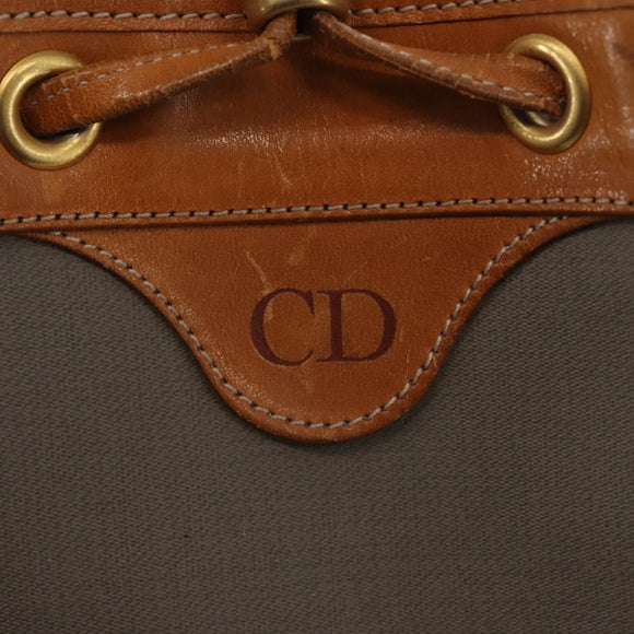 Christian Dior Shoulder Bag PVC Leather Gray Gold Auth ti3433