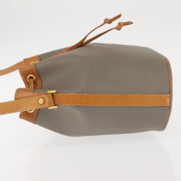 Christian Dior Shoulder Bag PVC Leather Gray Gold Auth ti3433