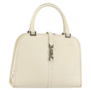 GUCCI Jackie Hand Bag Leather White Silver 002 1071 Auth ti3434-1