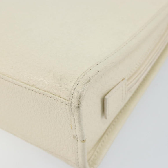 GUCCI Jackie Hand Bag Leather White Silver 002 1071 Auth ti3434