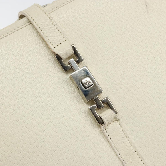 GUCCI Jackie Hand Bag Leather White Silver 002 1071 Auth ti3434