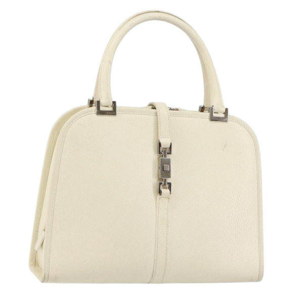 GUCCI Jackie Handtasche Leder Weiß Silber 002 1071 Auth ti3434