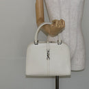 GUCCI Jackie Hand Bag Leather White Silver 002 1071 Auth ti3434-23