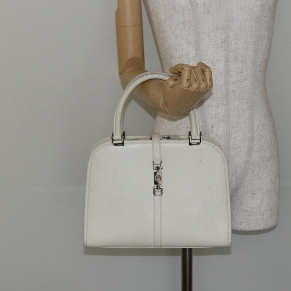 GUCCI Jackie Handtasche Leder Weiß Silber 002 1071 Auth ti3434