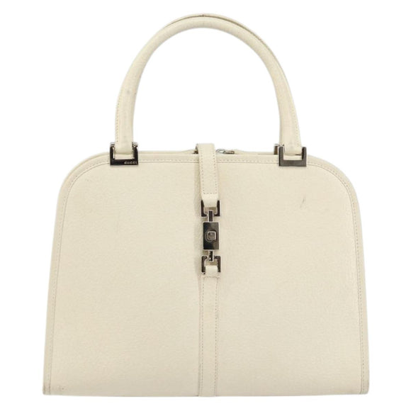 GUCCI Jackie Handtasche Leder Weiß Silber 002 1071 Auth ti3434