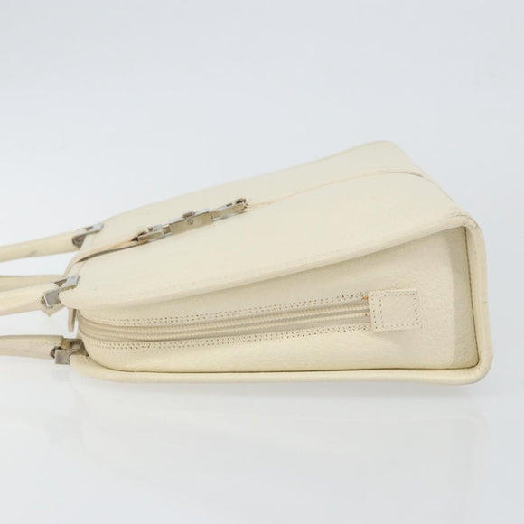 GUCCI Jackie Hand Bag Leather White Silver 002 1071 Auth ti3434
