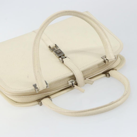 GUCCI Jackie Handtasche Leder Weiß Silber 002 1071 Auth ti3434
