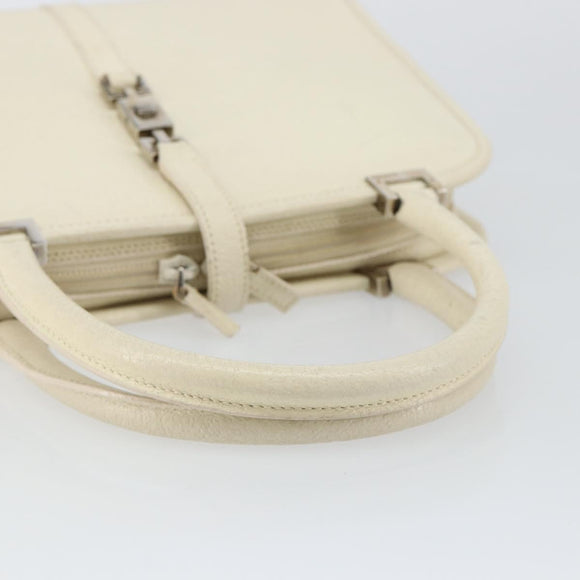 GUCCI Jackie Handtasche Leder Weiß Silber 002 1071 Auth ti3434