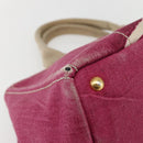 PRADA Canapa MM Hand Bag Canvas Pink Gold Auth ti3437-11