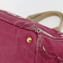 PRADA Canapa MM Hand Bag Canvas Pink Gold Auth ti3437-12