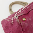 PRADA Canapa MM Hand Bag Canvas Pink Gold Auth ti3437-13