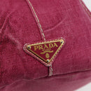 PRADA Canapa MM Hand Bag Canvas Pink Gold Auth ti3437-14