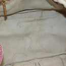 PRADA Canapa MM Hand Bag Canvas Pink Gold Auth ti3437-17
