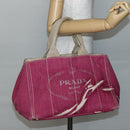 PRADA Canapa MM Hand Bag Canvas Pink Gold Auth ti3437-23