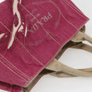 PRADA Canapa MM Hand Bag Canvas Pink Gold Auth ti3437-6