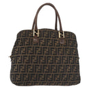 FENDI Zucca Canvas Hand Bag Brown Black gold Auth ti3440-1