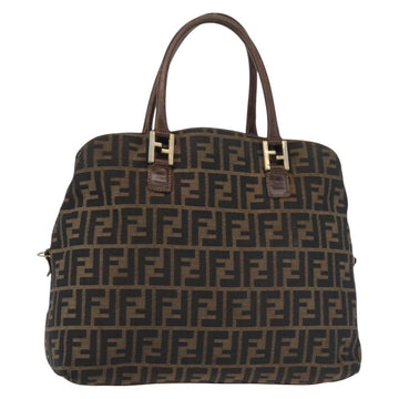 FENDI Zucca Canvas Hand Bag Brown Black gold Auth ti3440