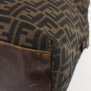 FENDI Zucca Canvas Hand Bag Brown Black gold Auth ti3440-15