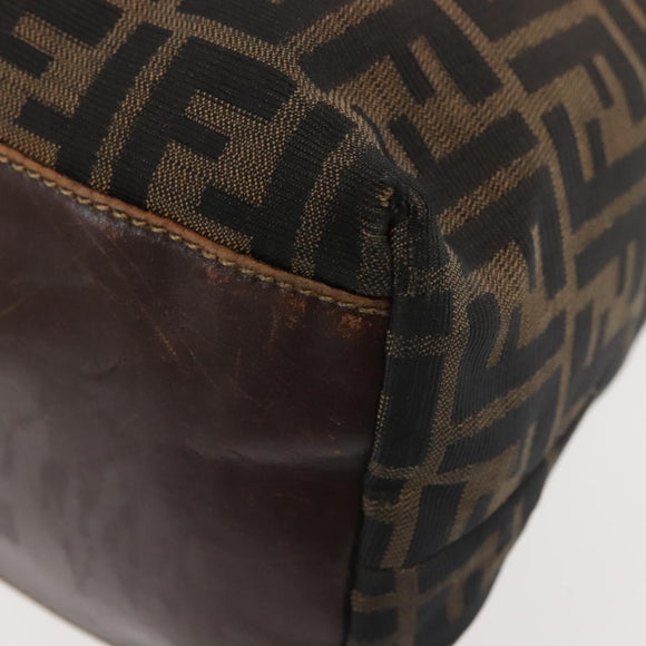 FENDI Zucca Canvas Hand Bag Brown Black gold Auth ti3440
