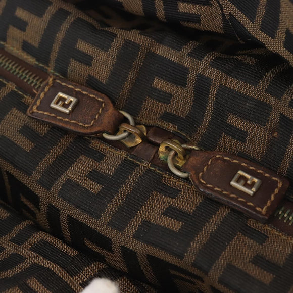 FENDI Zucca Canvas Hand Bag Brown Black gold Auth ti3440