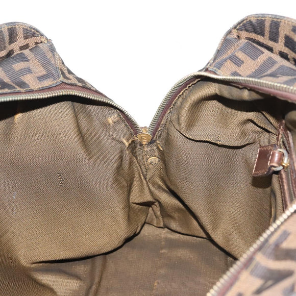 FENDI Zucca Canvas Hand Bag Brown Black gold Auth ti3440