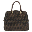 FENDI Zucca Canvas Hand Bag Brown Black gold Auth ti3440-13