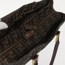 FENDI Zucca Canvas Hand Bag Brown Black gold Auth ti3440-6