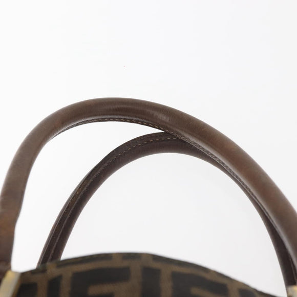FENDI Zucca Canvas Hand Bag Brown Black gold Auth ti3440