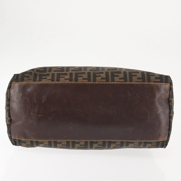 FENDI Zucca Canvas Hand Bag Brown Black gold Auth ti3440