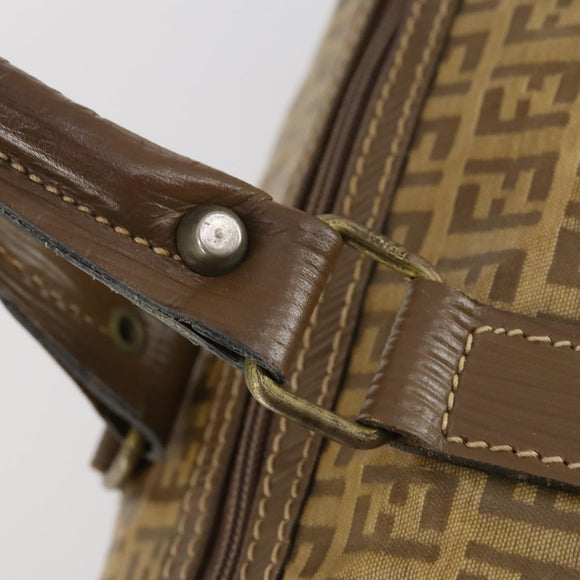 FENDI Zucchino Canvas Boston Bag Coated Canvas Beige Auth ti3442