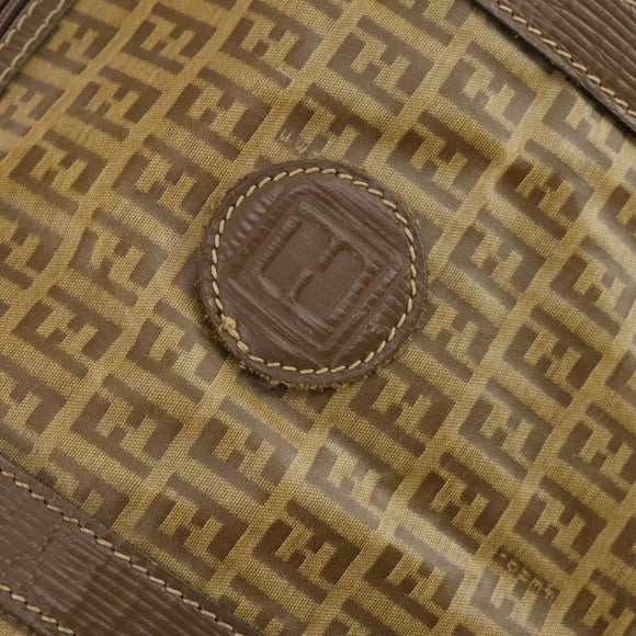FENDI Zucchino Canvas Boston Bag Coated Canvas Beige Auth ti3442