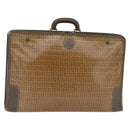 FENDI Zucchino Canvas Trunk Coated Canvas Brown Gold Auth ti3443-1