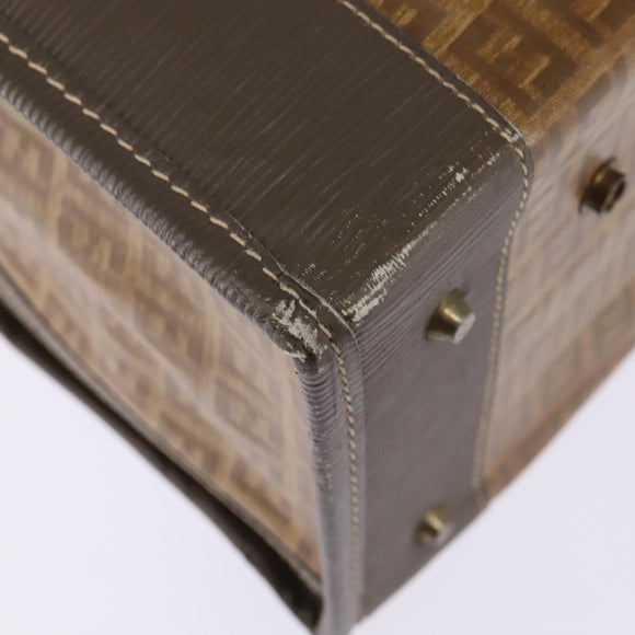 FENDI Zucchino Canvas Trunk Coated Canvas Brown Gold Auth ti3443