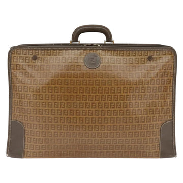 FENDI Zucchino Canvas Trunk Coated Canvas Brown Gold Auth ti3443 - 0