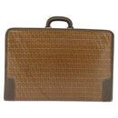 FENDI Zucchino Canvas Trunk Coated Canvas Brown Gold Auth ti3443-3